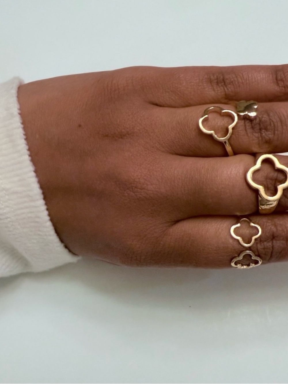 3pc Clover Ring Set | Adjustable Gold Rings - Picture 1 of 3